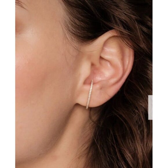 Gold Plated Cubic Zirconia 925 Suspender Cuff Earrings - Picture 1 of 5